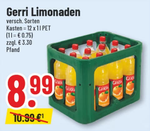 Originalangebot: Gerri Limonaden – Preis, Gebinde und Bedingungen im abgebildeten Handzettelausschnitt