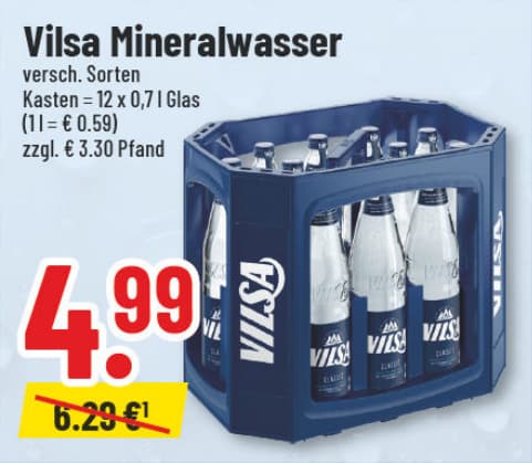 Originalangebot: Vilsa Mineralwasser – Preis, Gebinde und Bedingungen im abgebildeten Handzettelausschnitt