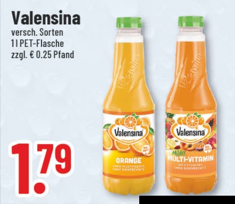 Originalangebot: Valensina – Preis, Gebinde und Bedingungen im abgebildeten Handzettelausschnitt