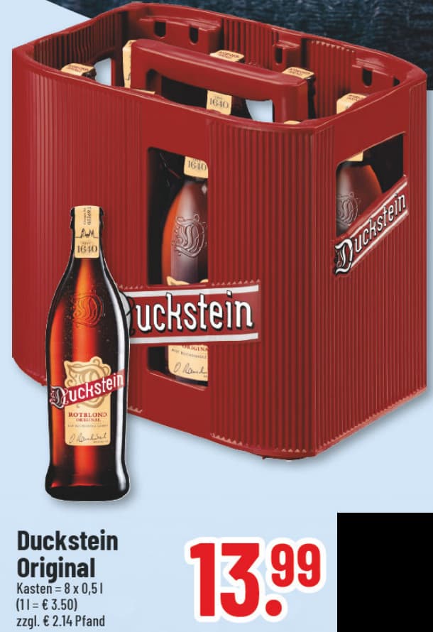 Originalangebot: Duckstein Original – Preis, Gebinde und Bedingungen im abgebildeten Handzettelausschnitt