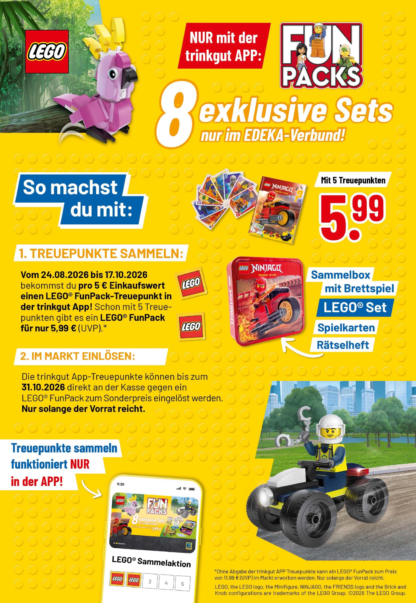 Originalangebot: LEGO FunPack · Treueaktion – Preis, Gebinde und Bedingungen im abgebildeten Handzettelausschnitt