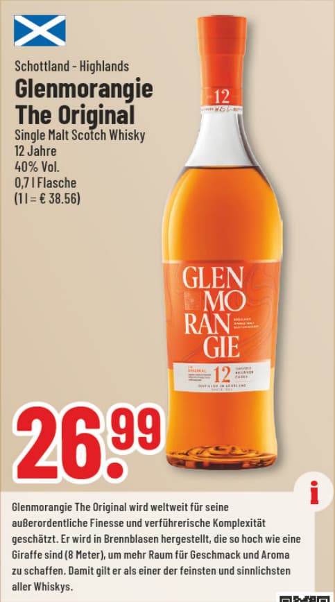 Originalangebot: Glenmorangie The Original · 12 Jahre – Preis, Gebinde und Bedingungen im abgebildeten Handzettelausschnitt
