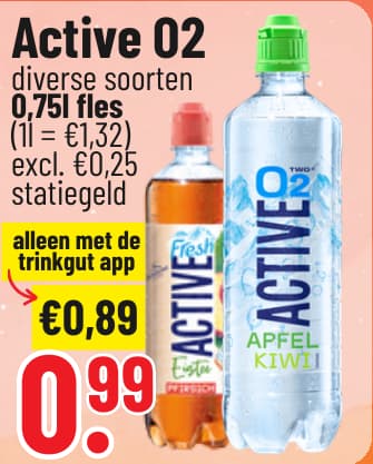 Originalangebot: Active O2 – Preis, Gebinde und Bedingungen im abgebildeten Handzettelausschnitt