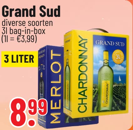 Originalangebot: Grand Sud · 3 Liter Bag-in-Box – Preis, Gebinde und Bedingungen im abgebildeten Handzettelausschnitt