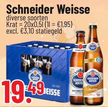 Originalangebot: Schneider Weisse – Preis, Gebinde und Bedingungen im abgebildeten Handzettelausschnitt