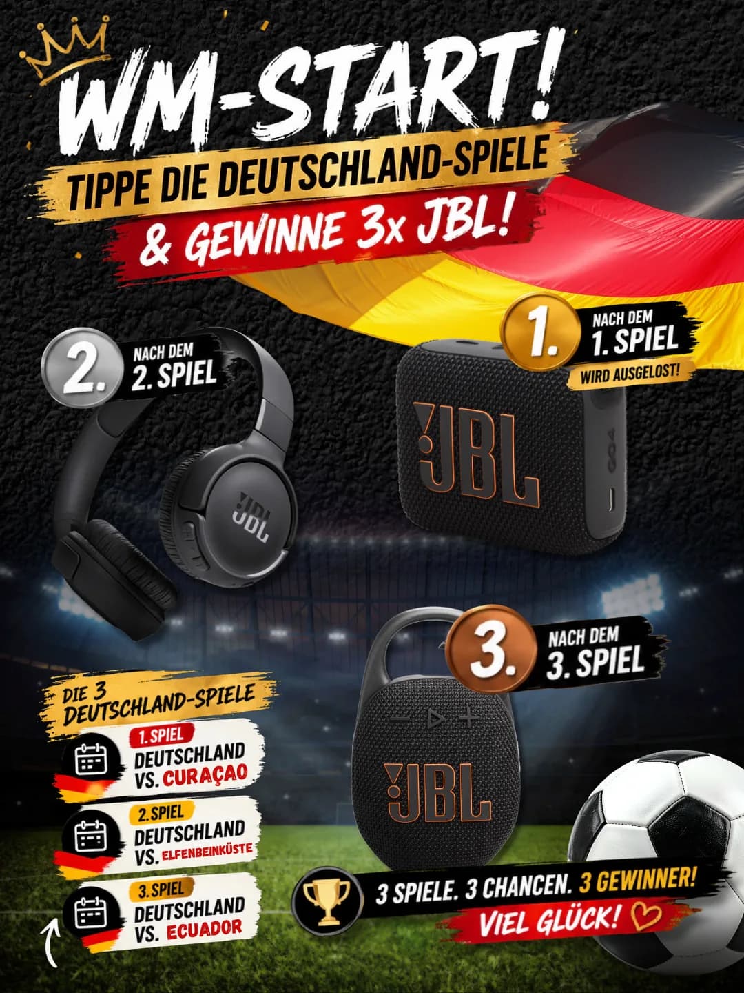 Originalbeitragsbild: WM-Tippspiel mit drei JBL-Gewinnen