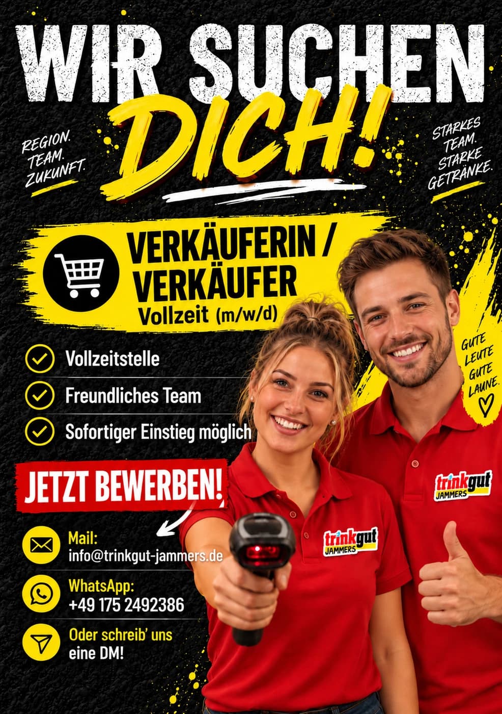 Stellenanzeige Verkauf in Vollzeit, m/w/d, Bewerbung an info@trinkgut-jammers.de