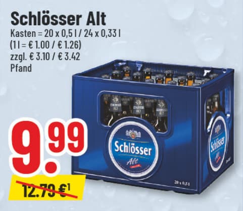 Originalangebot: Schlösser Alt – Preis, Gebinde und Bedingungen im abgebildeten Handzettelausschnitt
