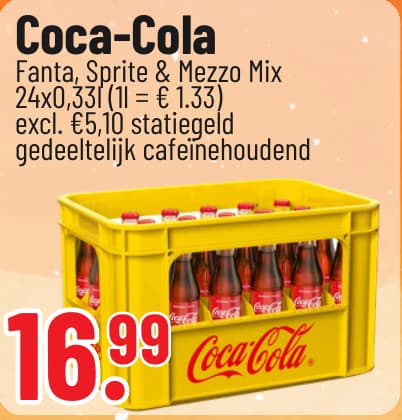 Originalangebot: Coca-Cola, Fanta, Sprite & Mezzo Mix – Preis, Gebinde und Bedingungen im abgebildeten Handzettelausschnitt
