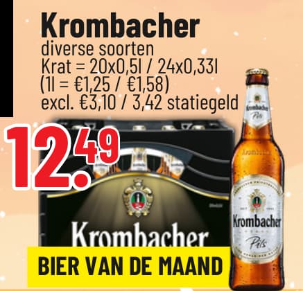 Originalangebot: Krombacher · Bier van de maand – Preis, Gebinde und Bedingungen im abgebildeten Handzettelausschnitt