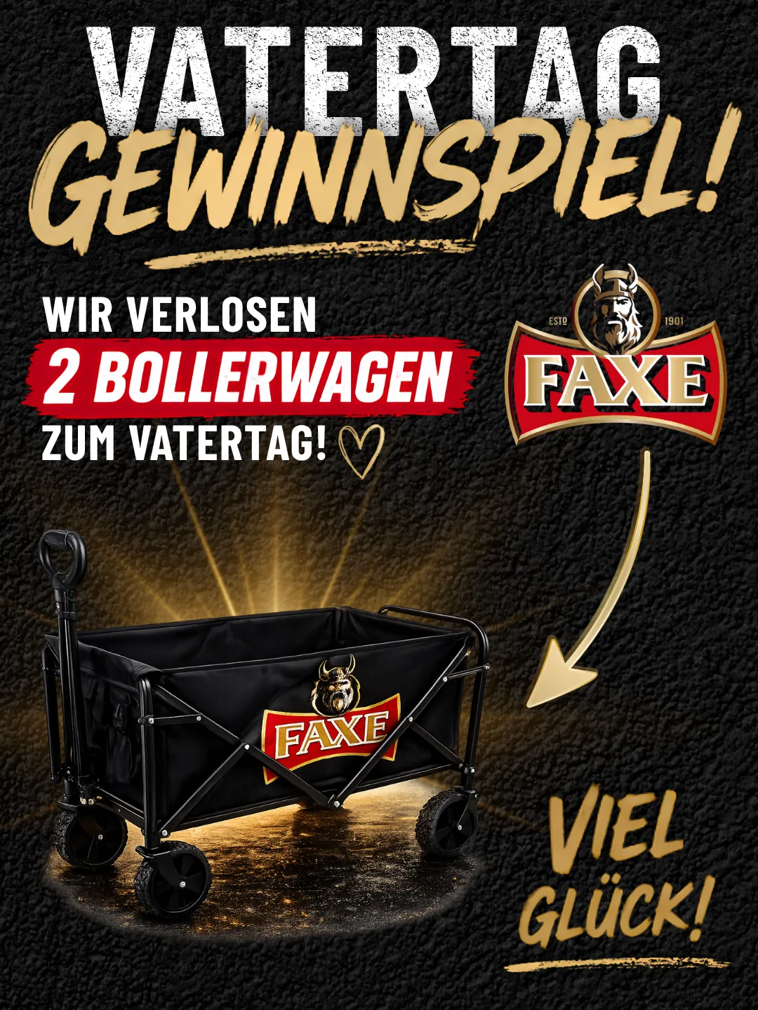 Originele foto bij de winactie: twee Faxe-bolderkarren voor Vaderdag