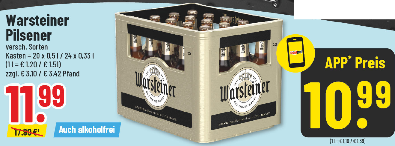 Aanbieding: Warsteiner Pilsener, verschillende soorten, ook alcoholvrij