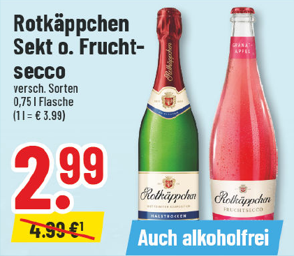 Aanbieding: Rotkäppchen mousserende wijn of Fruchtsecco, verschillende soorten, ook alcoholvrij