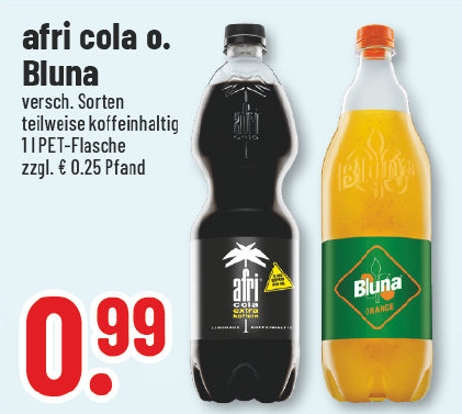 Aanbieding: afri cola of Bluna, verschillende soorten