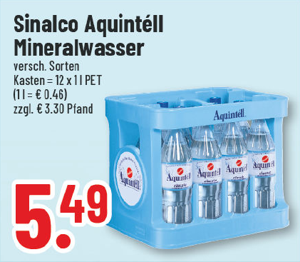 Aanbieding: Sinalco Aquintell mineraalwater, verschillende soorten
