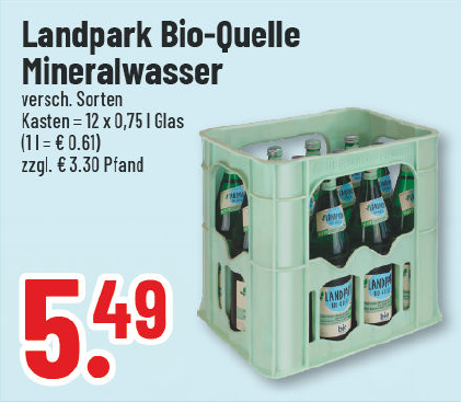 Aanbieding: Landpark Bio-Quelle mineraalwater, verschillende soorten