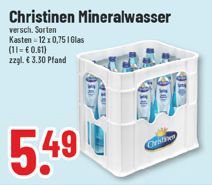 Aanbieding: Christinen mineraalwater, verschillende soorten