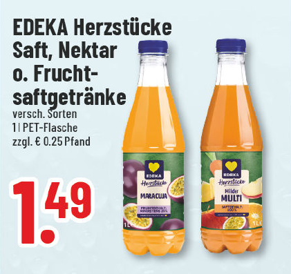 Aanbieding: EDEKA Herzstücke sap, nectar of vruchtensapdranken, verschillende soorten