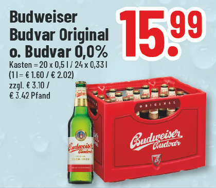Aanbieding: Budweiser Budvar Original of Budvar 0.0%