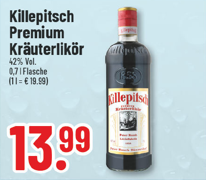 Aanbieding: Killepitsch Premium kruidenlikeur, 42% Vol.