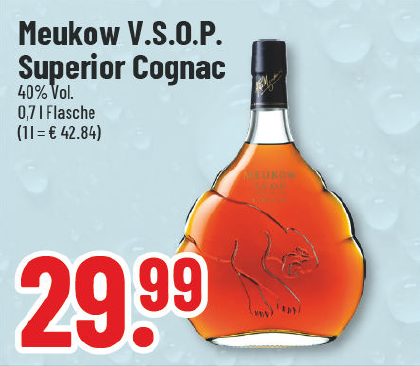 Aanbieding: Meukow V.S.O.P. Superior Cognac, 40% Vol.