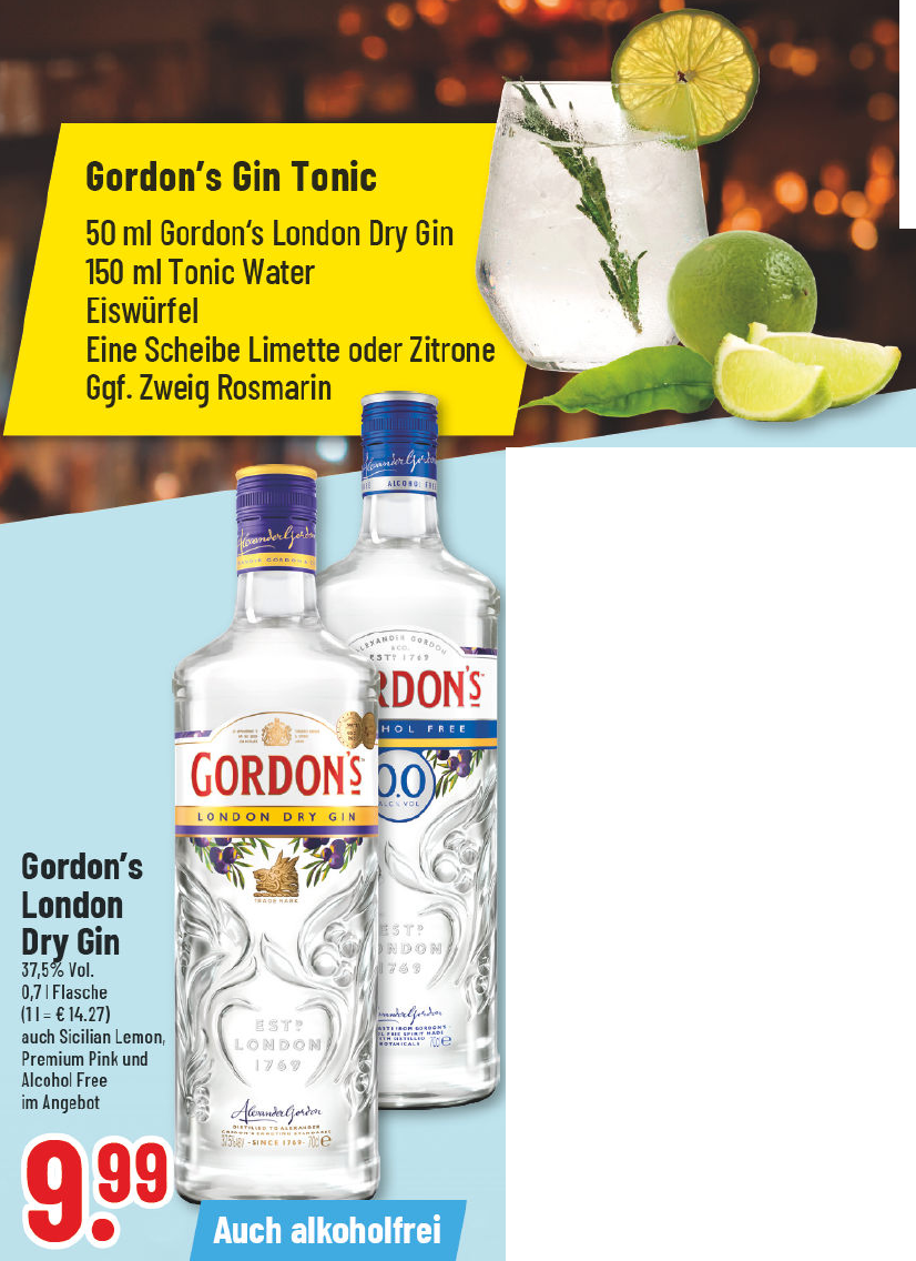 Aanbieding: Gordon's London Dry Gin, 37.5% Vol.