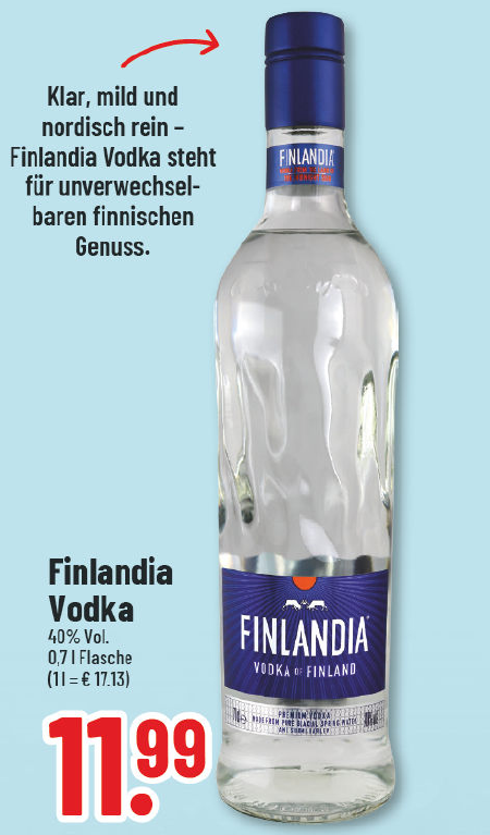 Aanbieding: Finlandia Vodka, 40% Vol.