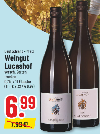 Aanbieding: Weingut Lucashof (Duitsland - Pfalz), verschillende soorten, droog