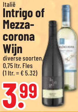 Aanbieding: Intrigo of Mezzacorona Wijn (Italië), diverse soorten