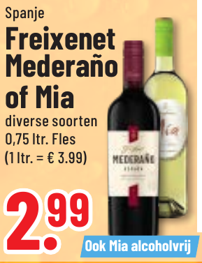 Aanbieding: Freixenet Mederano of Mia (Spanje), diverse soorten