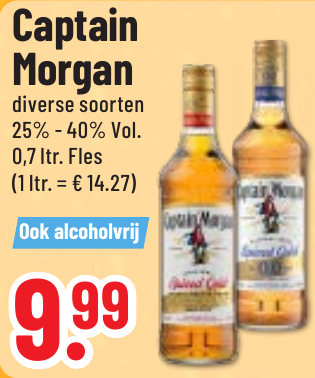 Aanbieding: Captain Morgan, diverse soorten, 25%-40% Vol.