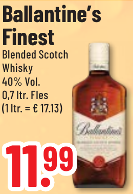 Aanbieding: Ballantine's Finest, Blended Scotch Whisky, 40% Vol.
